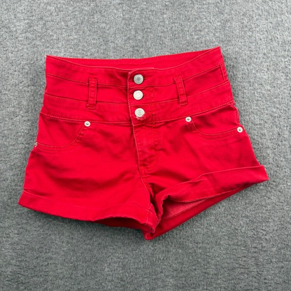 Mossimo Supply Co. Pants - Mossimo Red High Rise Triple Button Cuffed Shorts Womens Size 2/26